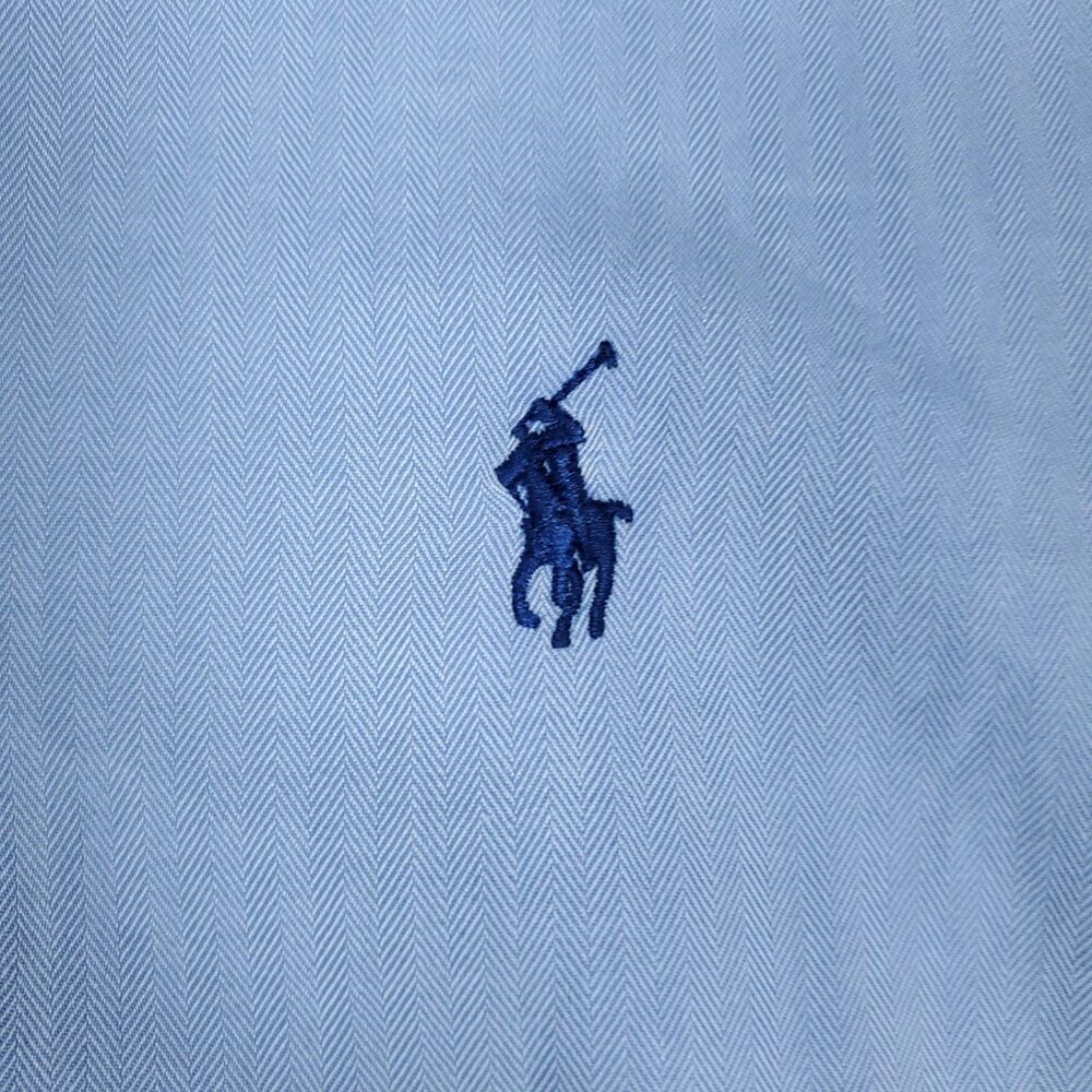 Ralph Lauren Shirt Mens 16.5 34/35 Blue Classic Fit Long Sleeve Button Down Logo - Picture 4 of 15